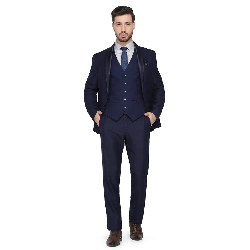 blackberrys Structured Polyester Blend Slim Fit Mens Suit (Navy, Size_44)