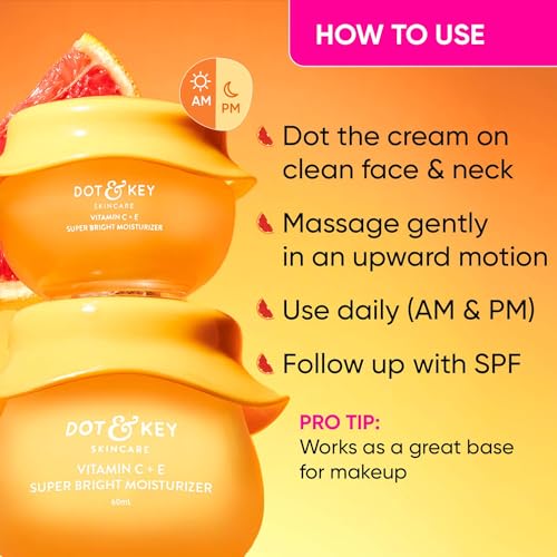 Dot & Key Vitamin C + E Sorbet Super Bright Moisturizer for Face | Vitamin C Face Moisturizer For Glowing Skin | Fades Pigmentation & Dark Spots, Reduces Skin Dullness | Oil Free & Lightweight | For All Skin Types | 60ml