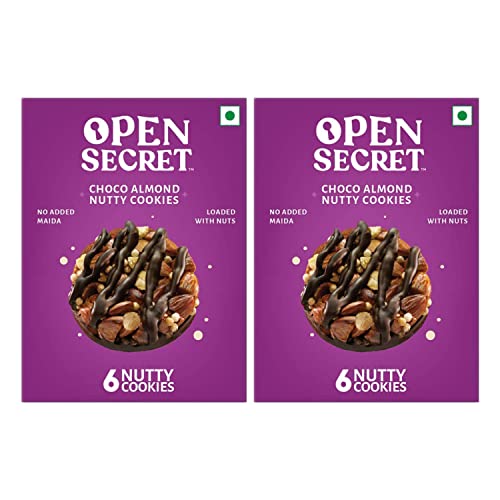 Open Secret Choco Almond Story Box |2 Healthy Choco Almond Cookies Story Box|Nutty & Chocolatey|Family Snacks Biscuit||No Added Maida|12 Cookies (6 Cookies Per Box)