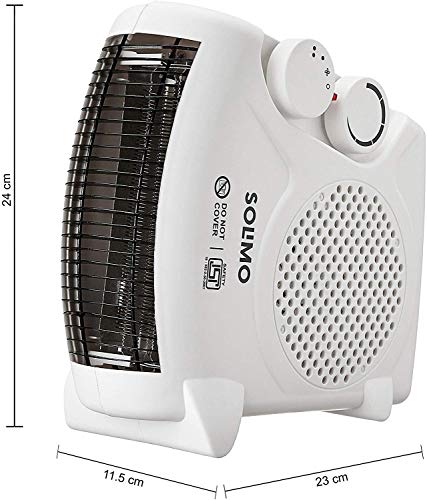 Amazon Brand - Solimo 2000/1000 Watts Room Heater with Adjustable Thermostat (ISI certified, White colour, Ideal for small to medium room/area)