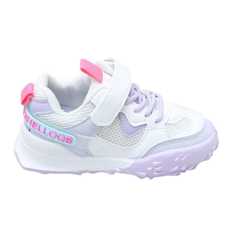 Hopscotch Girls PU Text Applique Athletic Shoes in Purple Color, UK: 1 (TZD-4582378)