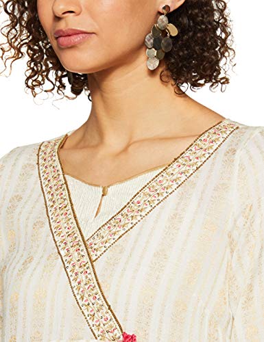 Aurelia Womens Key Hole Neck Embellished Churidar Suit (Cream_XX-Large)