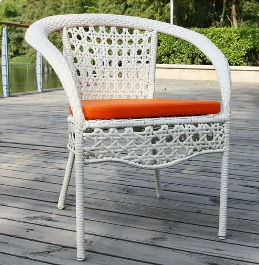 City Outdoor 4+1 Garden Living Outdoor Indoor Patio Furniture Sets Rattan Chair Patio Set Wicker Conversation Set Poolside Lawn Chairs Swing Area Balcony Outdoor Garden Furniture (White Orrange)