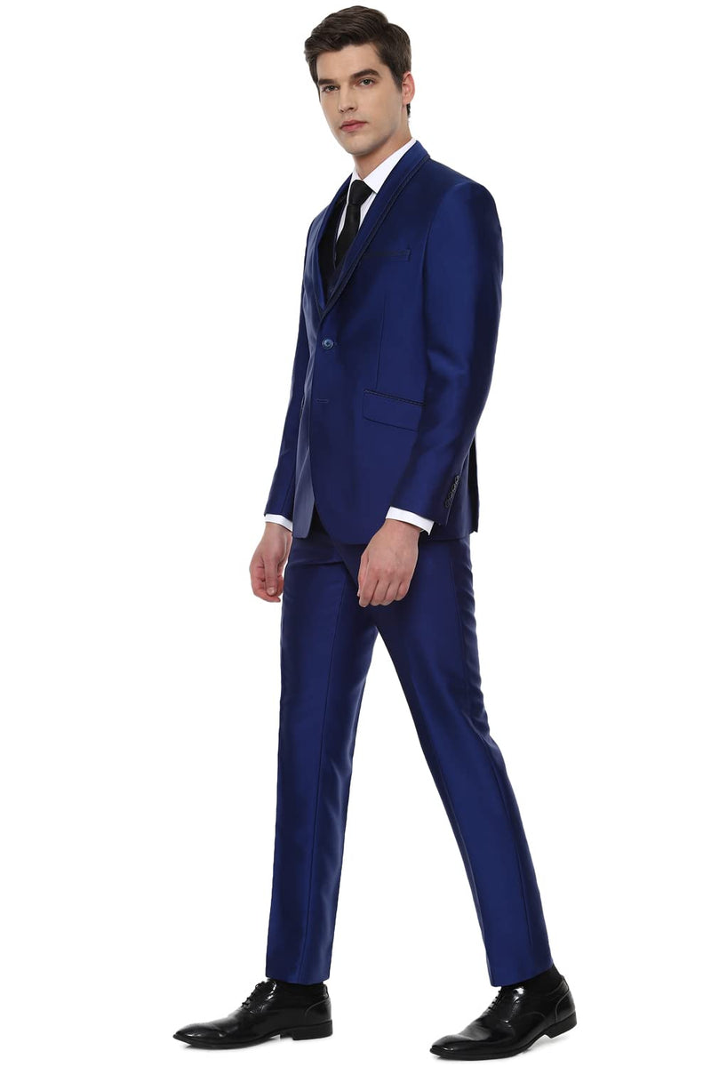 Van Heusen Men's Poly Viscose Notch Lapel Suit (VHSUCSLFI75225_Blue_40)