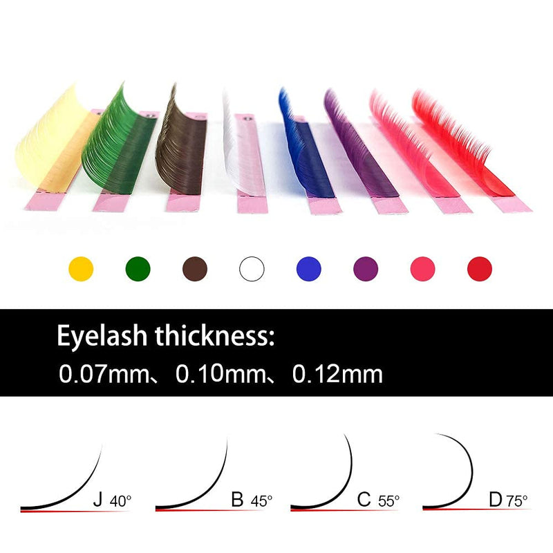 NAGARAKU Colored Eyelash Extensions 8 Colors Rainbow 0.07mm C curl 14mm Purple Blue Pink Brown Individual Lashes Soft Natural Professional Salon Supplies (14mm, 0.07mm C)