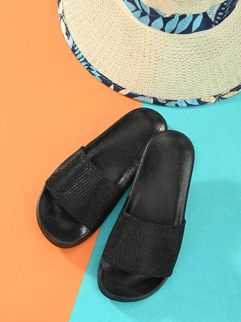 BUCIK Women's Synthetic Leather Slip-On Casual Sliders