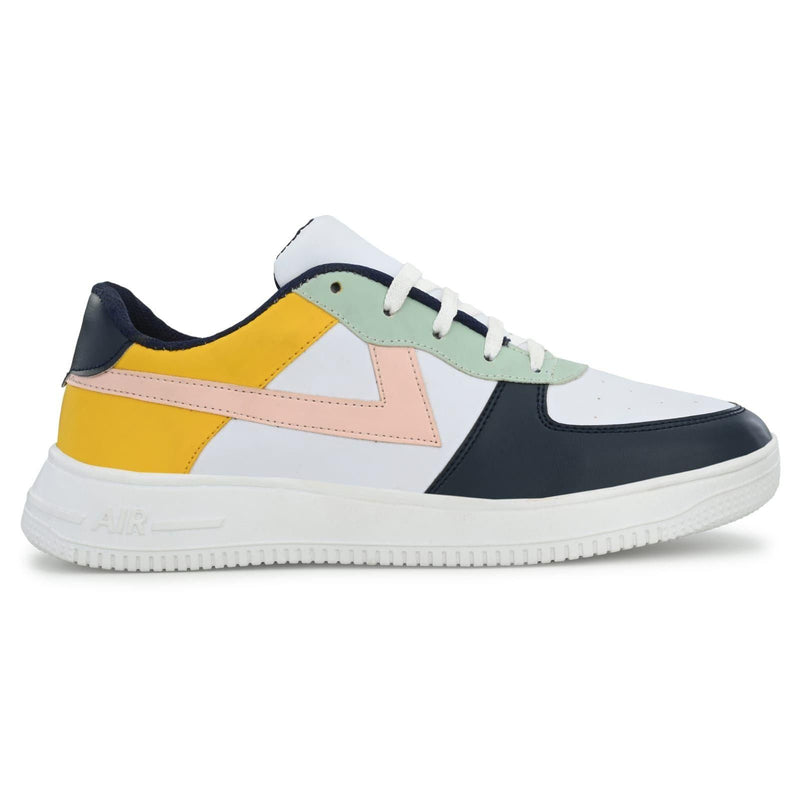 Airbell Yellow Synthetic Leather Casual Sneakers for Men's