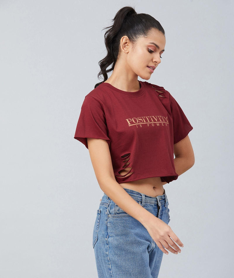 Women's Ribbed Style Crop T-shirt