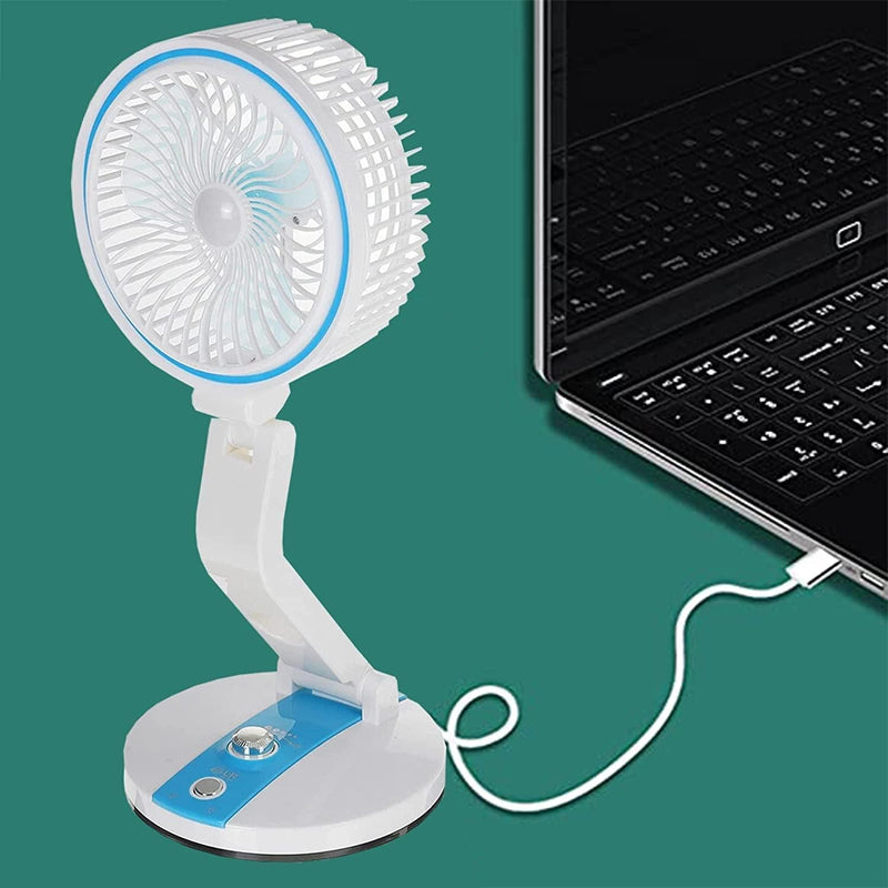 USB Desk Fan, Small Powerful, Portable Quiet 3 Speeds Wind Personal Table Fan (BLUE)