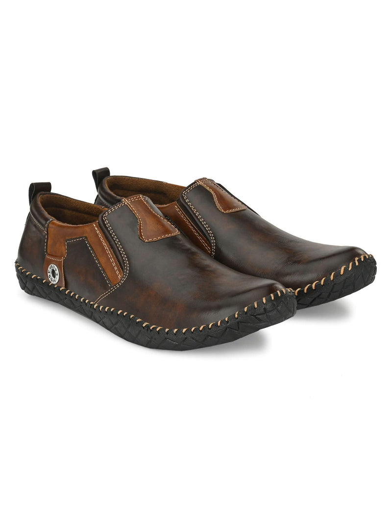 Bucik Men's Brown Synthetic Leather Slip-On Casual Shoes