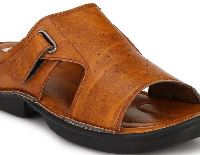 Bucik Men's Tan Synthetic Leather Slip-On Casual Sandal