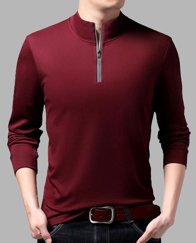 Clafoutis Polyester - Dry Fit Solid Full Sleeves Mens Stylish Neck T-Shirt