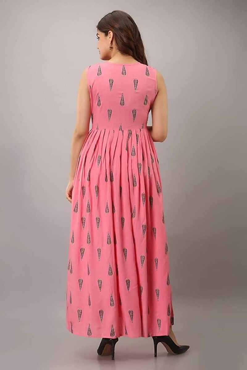 Women's Rayon Printed Drop Waist Dress