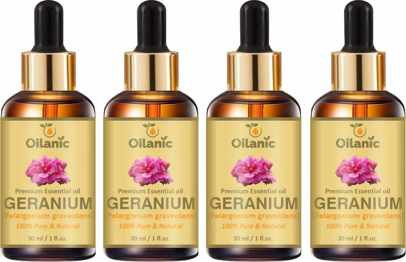 Oilanic Premium Geranium Essential Oil Combo pack of 4 bottles of 30 ml(120 ml)