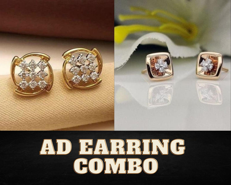 Trendy Gold Plated & Stones Earring (Combo)