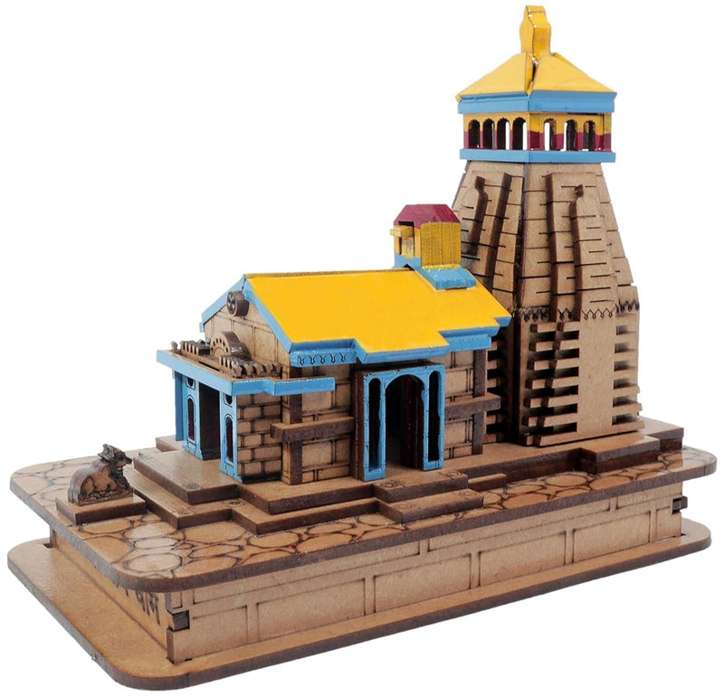 Hand Crafted Kedarnath Temple in Wood Color 3D Model Mandir Statue(4 Inch)