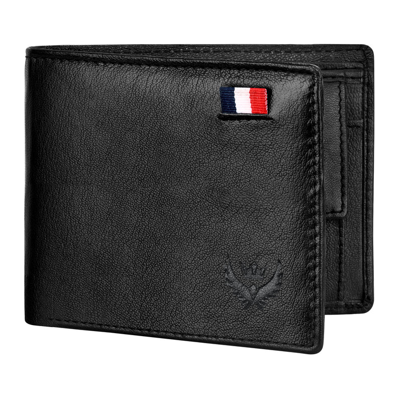 Lorenz India Matte Black Genuine Leather Rfid Protected Large Capacity Wallet For Men