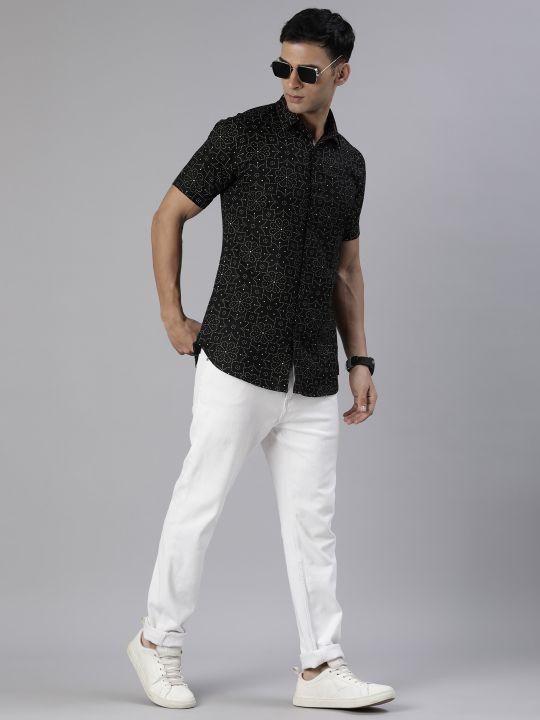Joven Viscose Rayon Half Sleeves Slim Fit Mens Casual Shirt