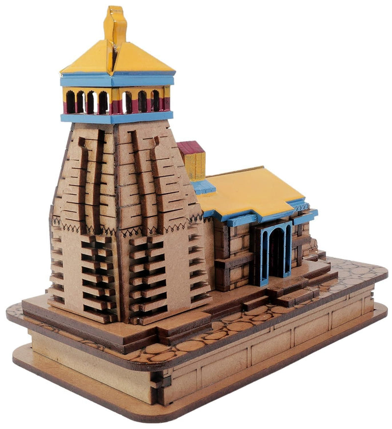 Hand Crafted Kedarnath Temple in Wood Color 3D Model Mandir Statue(4 Inch)