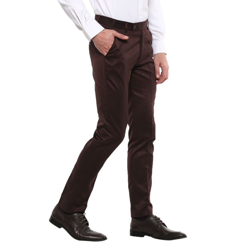 Polyester Blend Solid Slim Fit Mens Formal Trousers
