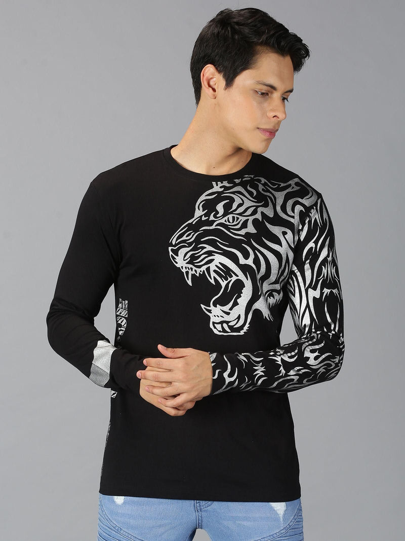 Urgear Cotton Printed Full Sleeves Round Neck Mens Casual T-shirt
