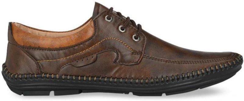 Men's Faux Leather Brown Casual Lace Up Shoes