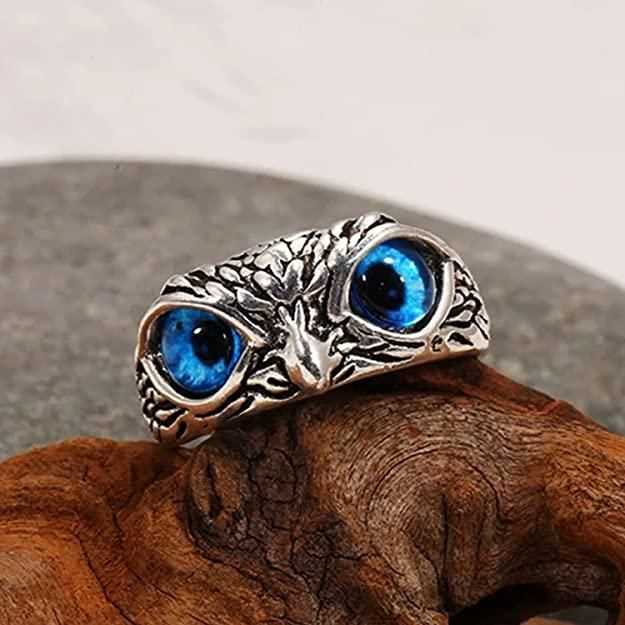 Attractive Silver Plated Owl Ring With Box