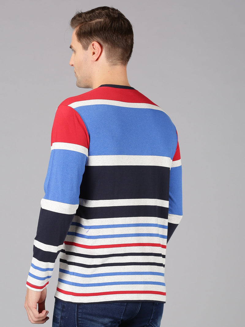 Urgear Cotton Stripes Full Sleeves Mens Round Neck T-shirt