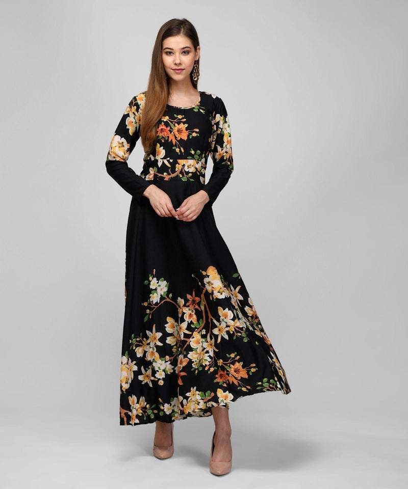 Women's Georgette Floral Printed Maxi Dress