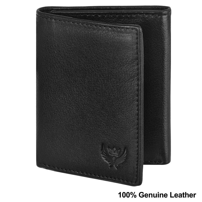 Lorenz Trifold Closure Black Rfid Blocking Leather Wallet For Men With Id Slot