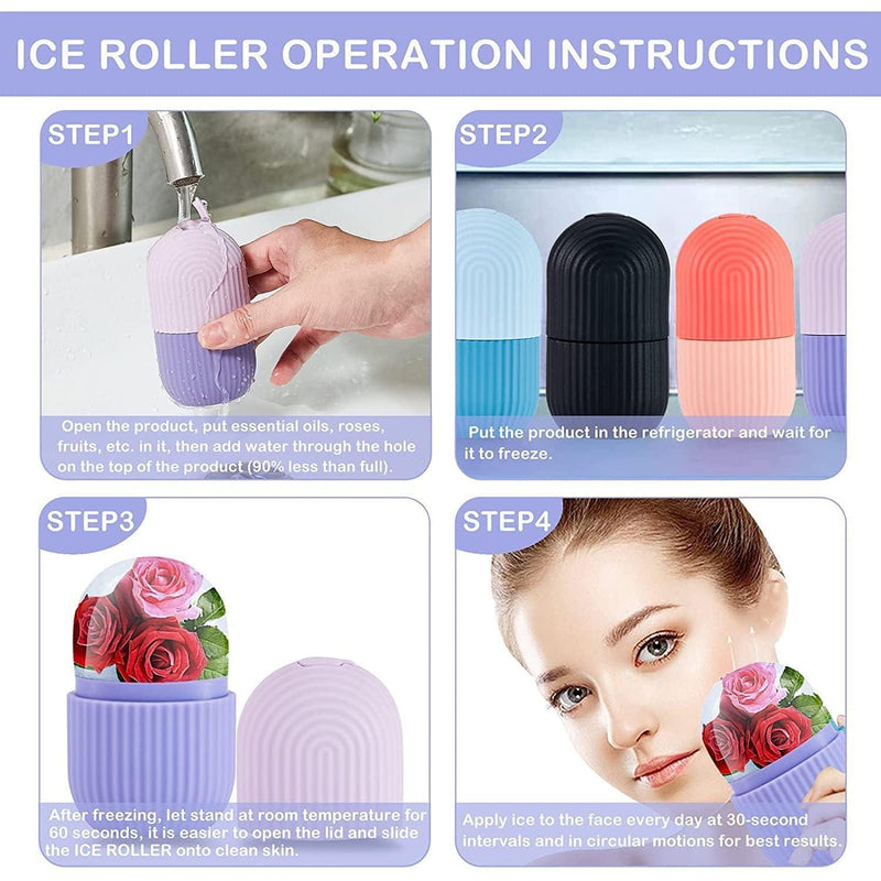 Ice Roller For Face Massager, Face Ice Roller To Enhance Skin Glow, Shrink & Tighten Pores, Puffy Eyes, Acne, Pimple, Facial Ice Roller, Unbreakable/Reusable (Multicolor)
