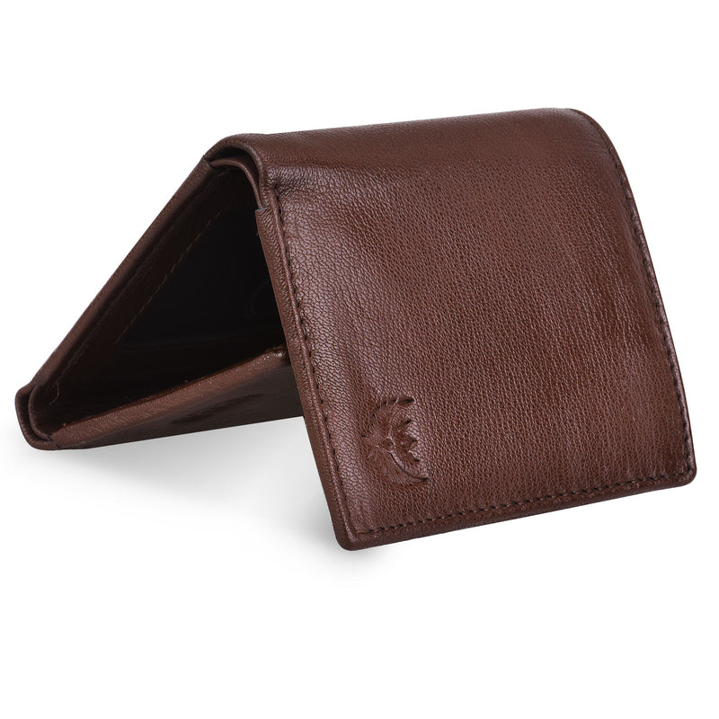 Lorenz TriFold Closure Umber Brown RFID Blocking Leather Wallet for Men with ID Slot