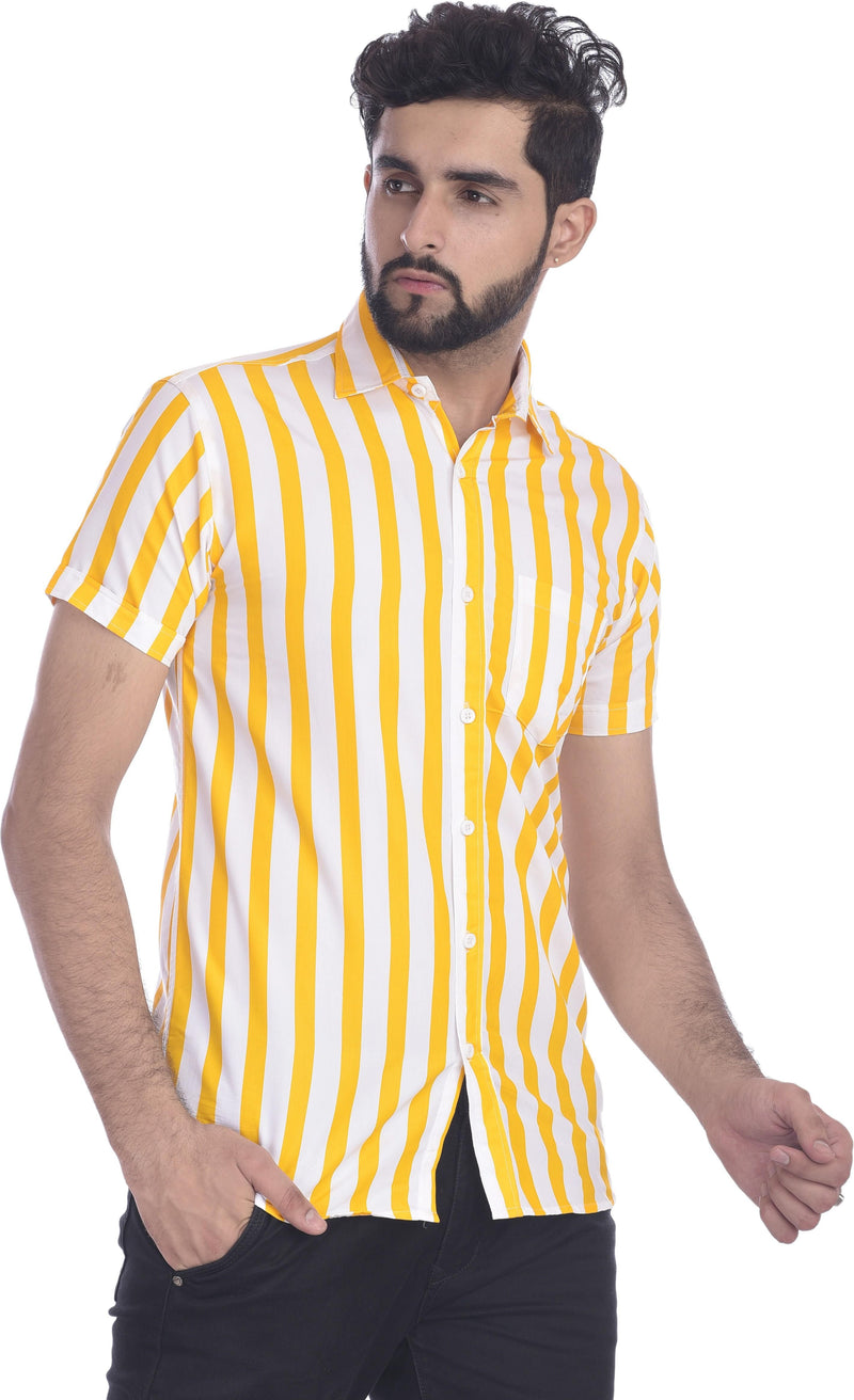 Gasperity Cotton Stripes Half Sleeves Mens Casual Shirt