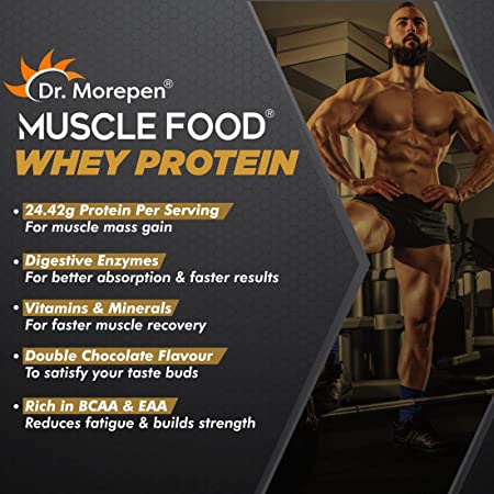 Dr. Morepen Muscle Food 100% Whey Protein With Digestive Enzymes, Vitamins, Minerals & Bcaas