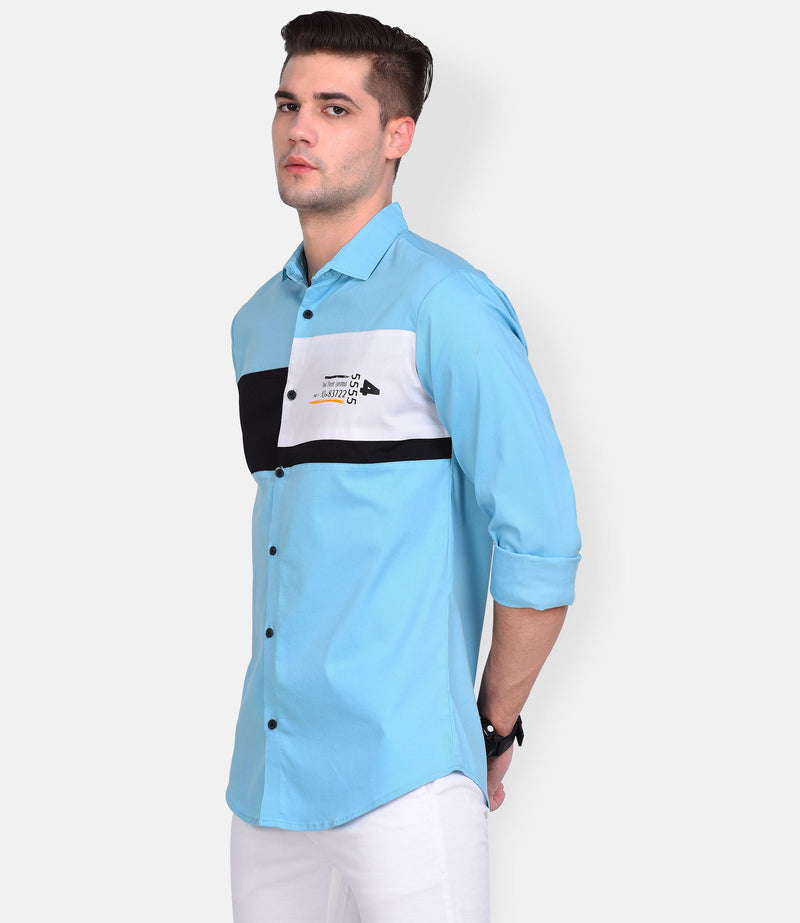 Paul Street Cotton Color Block Full Sleeves Slim Fit Casual Shirt