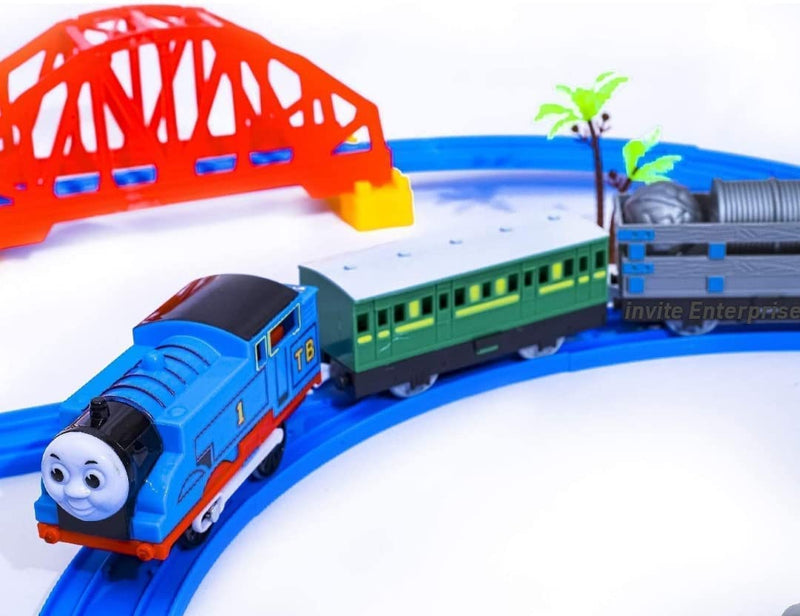 EYESIGN Kids Toy Train Emits Real Light Sound Track Set Battery Operated (Big Thomas)