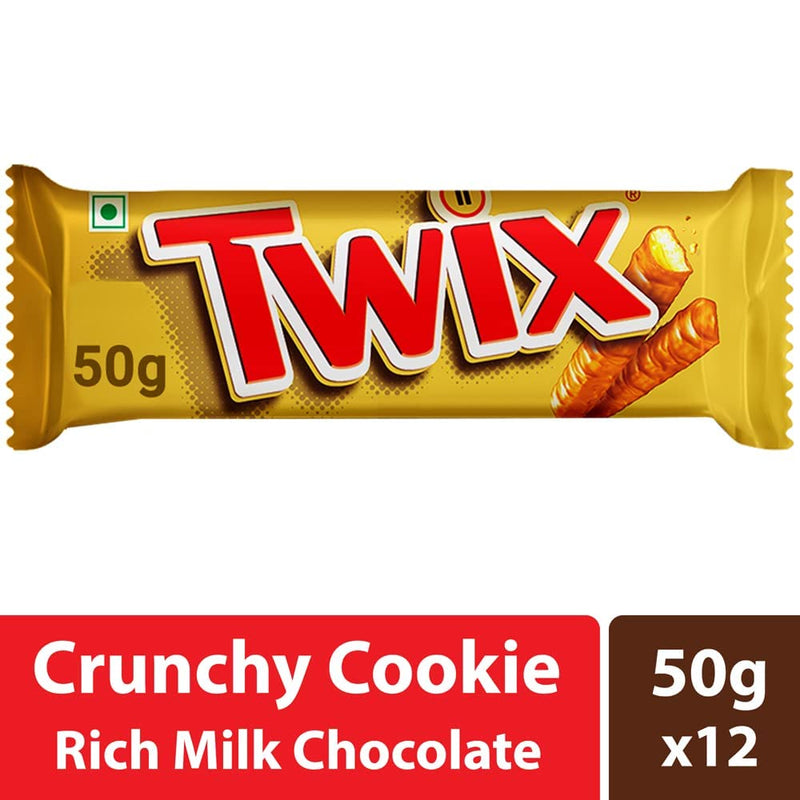 Twix Caramel Cookie Chocolate Bar 50g Pack of 12