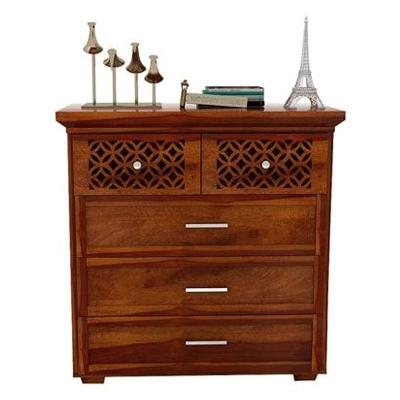 FURNITUREWALLET Wooden Sideboard Cabinet | Chest Drawer | Chest of Drawers for Living Room | Kitchen Cabinet in Honey Finish