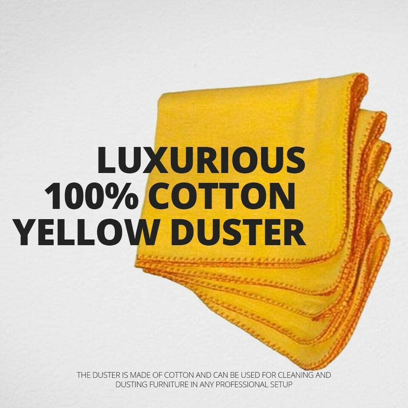 Aegean Pack of 4 Jumbo Yellow Duster 100% Cotton Cleaning Cloth Washable Reusable Multi Purpose Kitchen Dusting Clothe Heavy Duty Polishing Cloth 35 x 45 cm