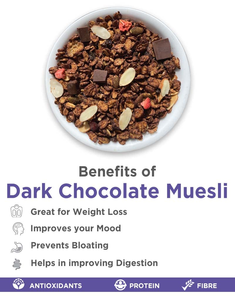 True Elements Dark Chocolate Muesli 700gm - With 13% Millets, 19% Nuts & Seeds | Clean Protein | 100% Wholegrain Cereal