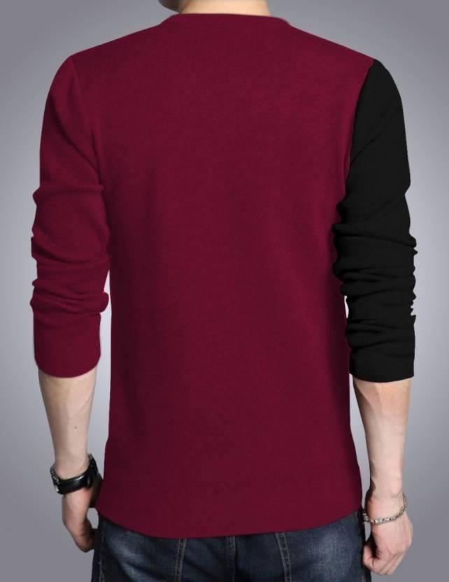 Cotton Color Block Full Sleeves Mens T-Shirt