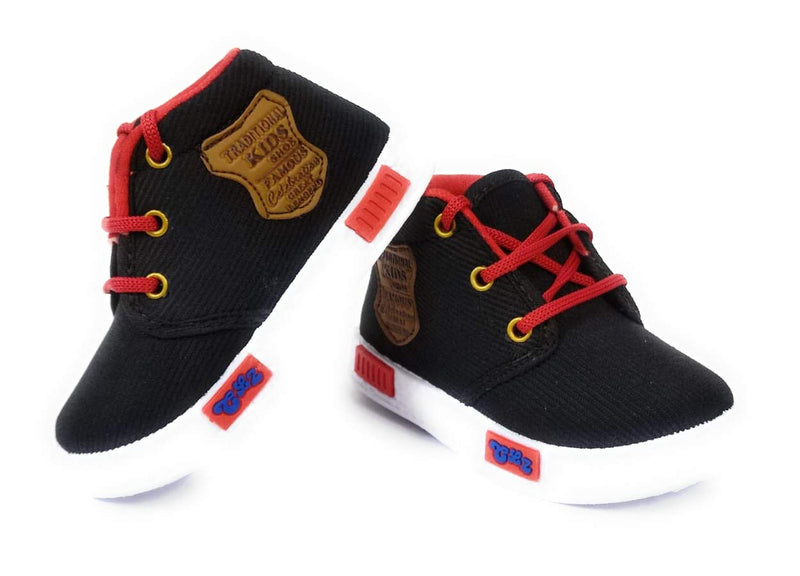 Coolz Kids Unisex Casual Shoes Play-1 for 1.5-4.5 Years Boys and Girls (Black - Red, 2_years)