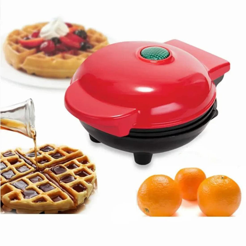 FI FIDROXIMPERIA Mini Waffle Maker 4 Inch- 350 Watts: Stainless Steel Non-Stick Electric Iron Machine for Individual Belgian Waffles, Pan Cakes (Mini Waffle Maker + Waffles Recipe Book) (RED)