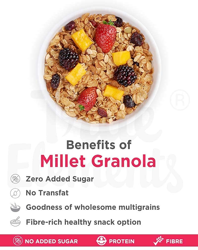 True Elements Millet Granola 900g - Crunchy Millet Granola | With 21% Millets (Jowar & Bajra) | Granola For Breakfast | Healthy Diet Food