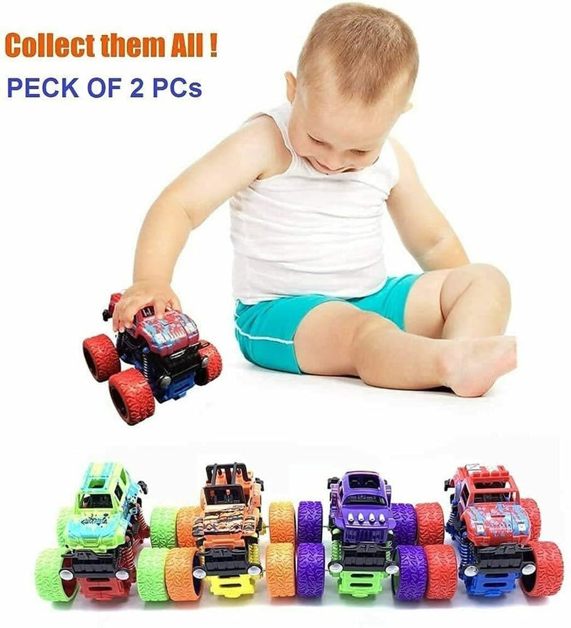 Toy Imagine™ 4x4 Mini Monster Friction Power Truck Pack of 2 Kids Age 3-8 | 360° Drift Stunt Car | Push & Go Forward | Off-Road Toy Car | Best Birthday Gift for Baby Boys & Girls. (Colour May Vary)