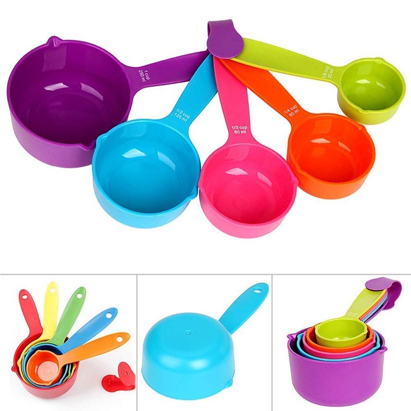 INKULTURE Plastic Measuring Cups and Spoon Set with Ring Holder| 10 Piece Set | Multicolor