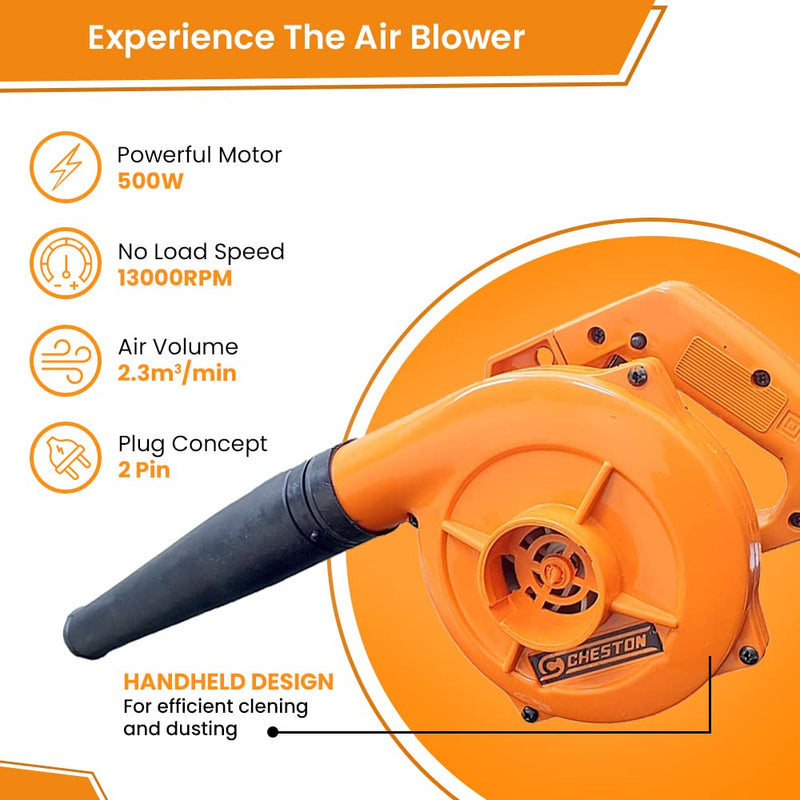 Cheston 600W Air Blower I Anti-Vibration I 13000 RPM 3.0m³/min Dust Cleaner I PC Computer, AC, Home & Outdoor Air Cleaner (Orange) I 6 Months Warranty