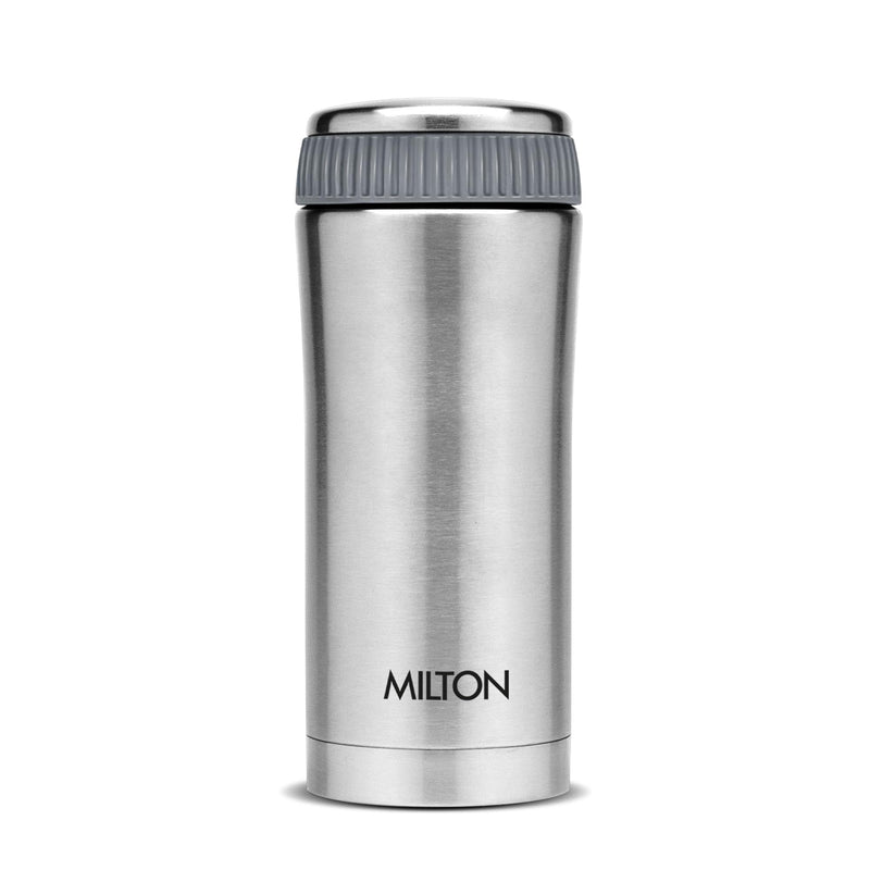 Milton Optima 350 Thermosteel Hot and Cold Flask, 350 ml, Silver | Vacuum Insulated | Rust Proof | Leak Proof | Tea | Coffee | Juice