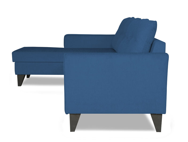 Adorn India Maddox Tufted L Shape 5 Seater Sofa Set - Left Hand Side (Blue) (Chenille Polyester)