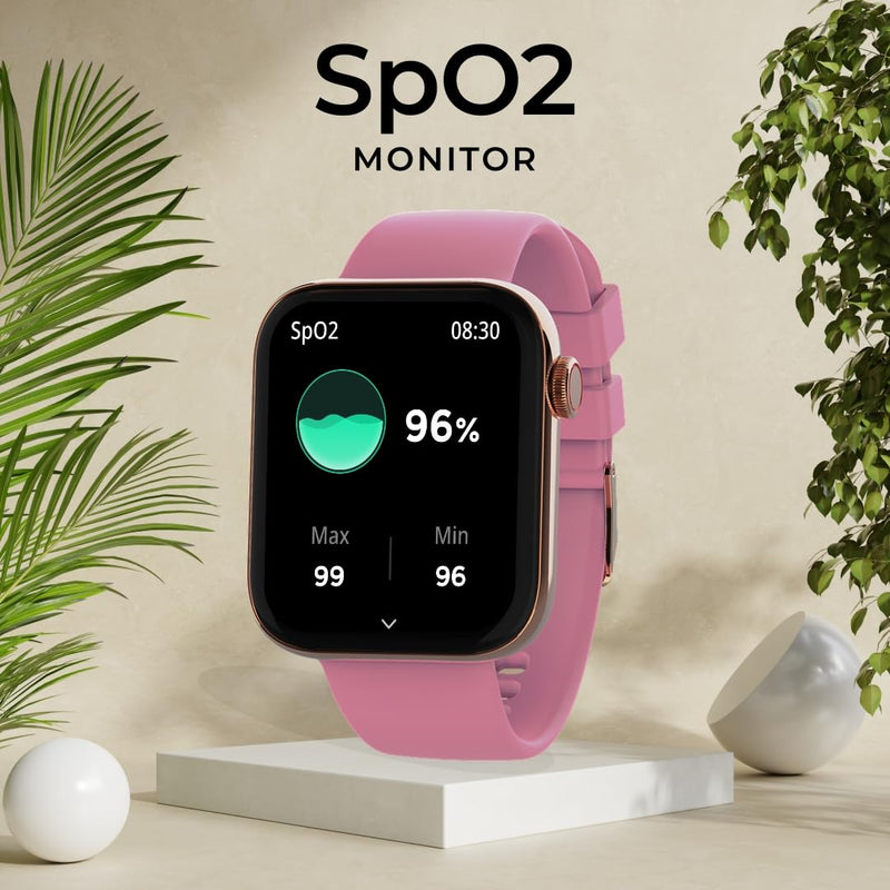Maxima Typhoon Smart Watch 1.9" Ultra HD Display,600 Nits, Bluetooth Calling, AI Voice Assistant, Advanced Chipset,100+ Sports Mode, AI Health Monitoring, Metallic Design (Rose Gold Pink)